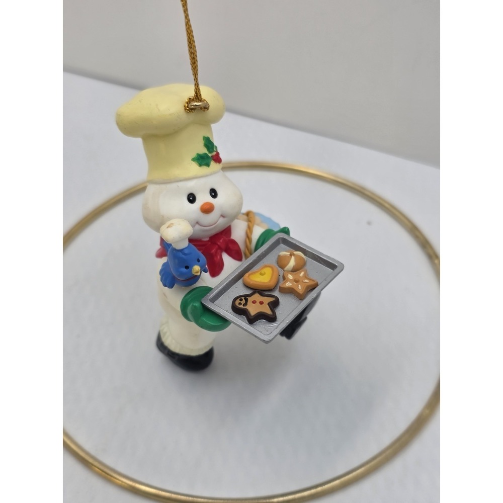 VTG 1997 Mistletoe Magic Snowman Baker Christmas Ornament Cookies Bird 3.5"